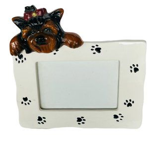 Yorkie Yorshire Terrier puppy dog 6X5 Picture Frame vtg Photo Figurine Big Sky